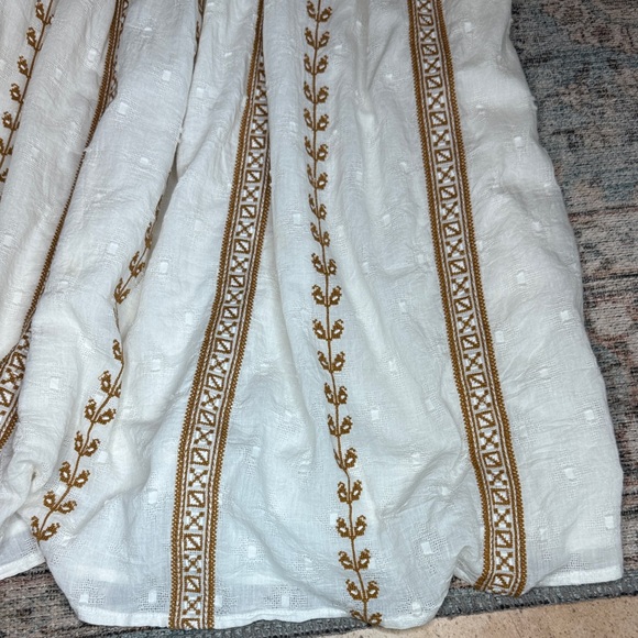 Cleobella Lacey Mini Dress w Tie Straps Side pockets Ivory & Brown Embroidered-S - Picture 9 of 15